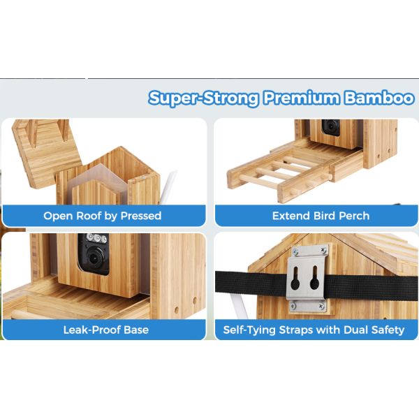 BAMBOO  WOODEN SMART BIRD FEEDER