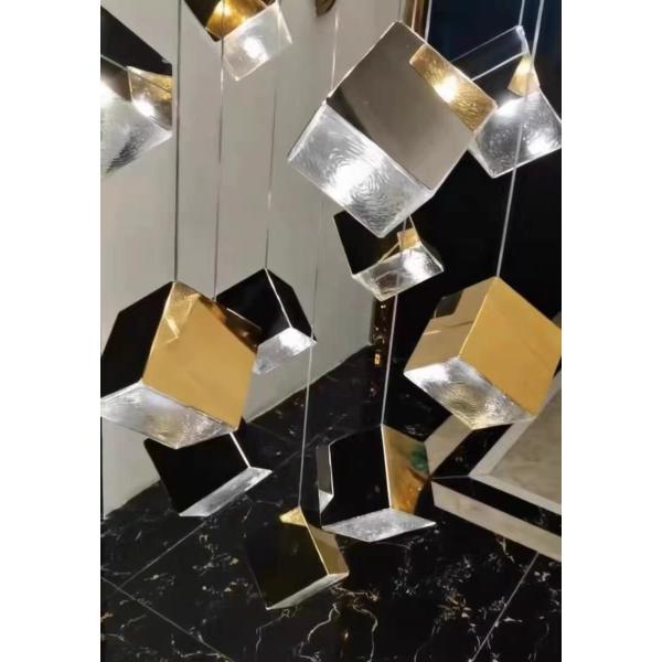 Zhongshan Supplier Big Gold and Silver Square Shade Interior Living Room Decorative Lighting Chandelier