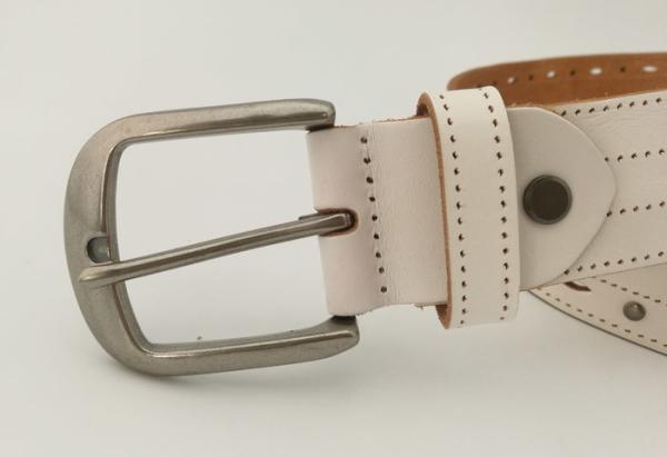 Correia de couro branca dos anti homens de prata da curvatura, largura enchida branca da correia 3.7cm