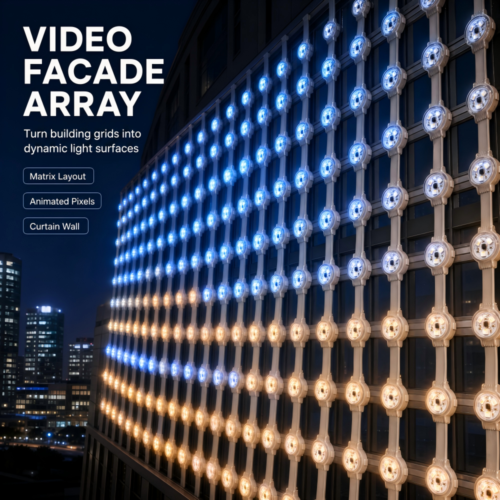 0.75W DC12V Round LED Pixel Point Light DMX512 RGB RGBW For Building Media Facade Lighting