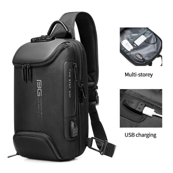 Fábrica venda a quente atacado moda anti-roubo homens custom impermeável ombro peito crossbody bolsa de espartilho para homens