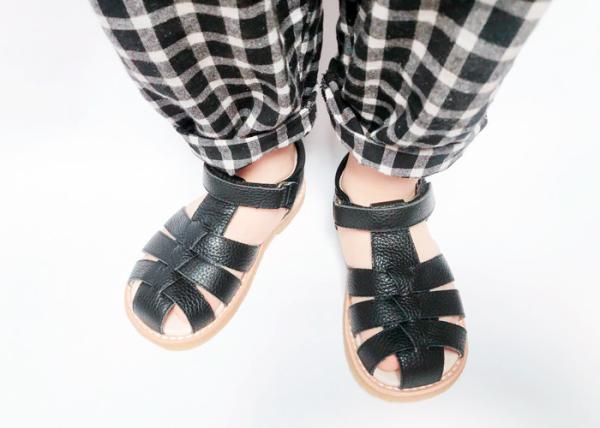Three Colors Cow Leather Unisex Kids Sandals Shoes