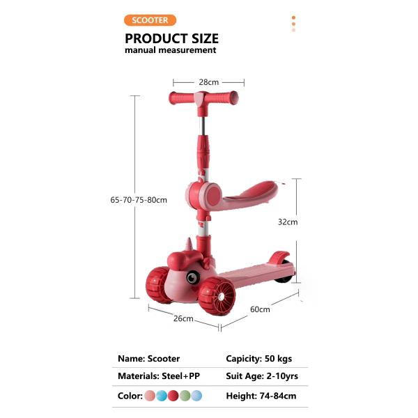 3-колесные скутеры для детей Kick scooter для малышей 3-6 лет мальчики и девочки скутер со светлыми колесами