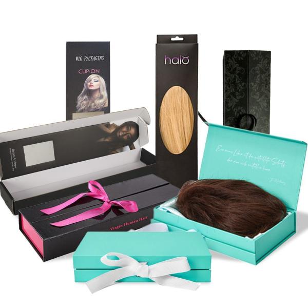 Customized Magnetic Gift Box Cardboard Paper Wig Hair Extension Folding Packaging Box