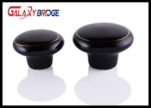 Black Kitchen Cupboard Ceramic Handles And Knobs 32mm Dia Round Porcelain Dresser Pulls