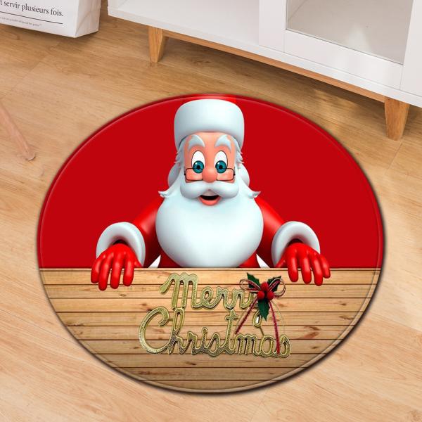 esteira vermelha do escritório de Santa Claus Elk Christmas Festive Floor Mat Anti SlipCircular do círculo de 80cm