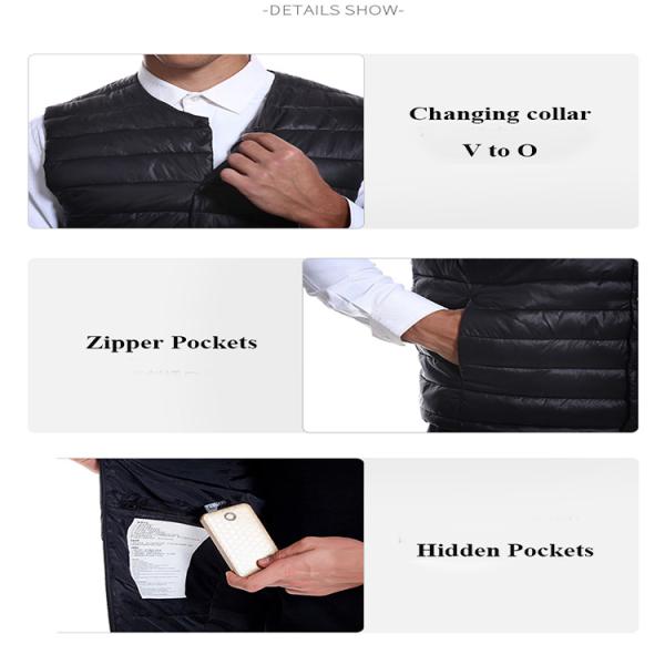 Far Infrared Heated Waist Coats Mens Jacket Vest With Heating Pad For Clothes
