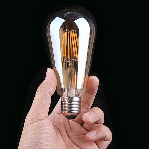 AC Power Supply Vintage Amber Glass ST19 LED Light Bulb Dimmable 40W Replacement Warm Candle Medium Base