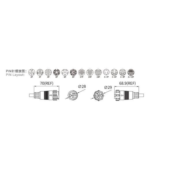 Solder Type IP68 M26 23.6mm 8 Pin Circular Connector 