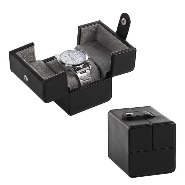 Custom Color Travel Watch Box Soft Microfiber Lining Genuine Leather Watch Case