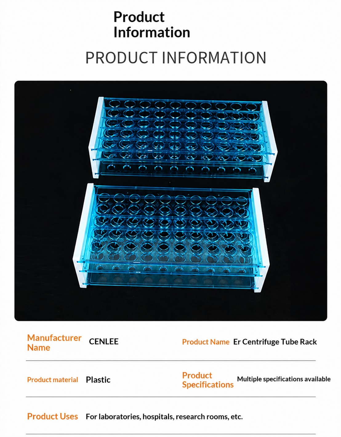 Plastic 40 50-Hole Three-Layer Detachable Centrifuge Tube Rack with 13mm 16mm 18mm Hole Diameter PP Tube Racks