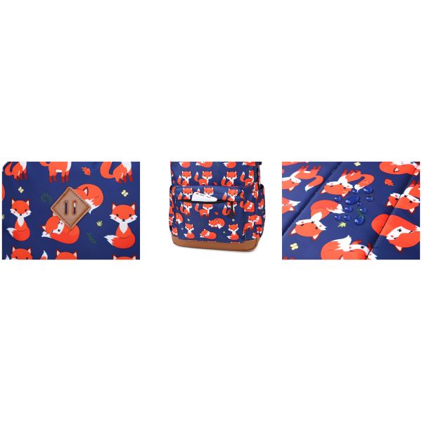Cute Fox Prints Front Pocket Children School Bag