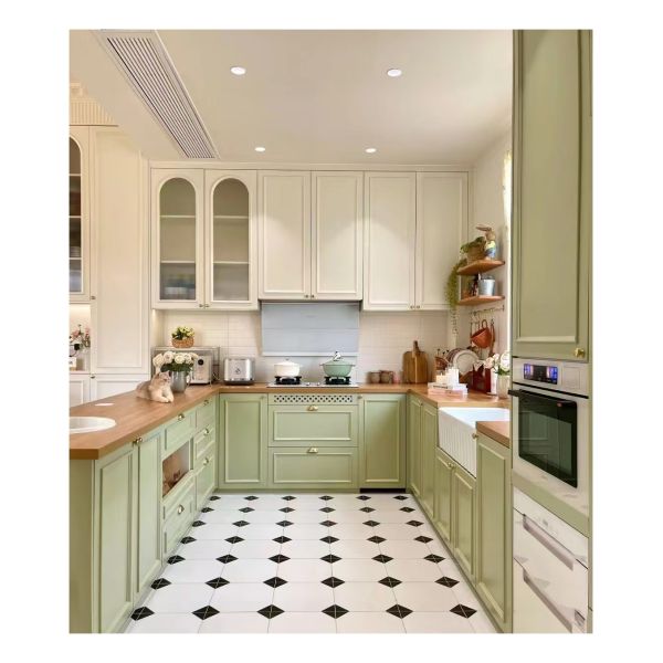 Shaker  Lacquer Finish Cabinets French Style Acrylic Solid Wood Kitchen Cabinets