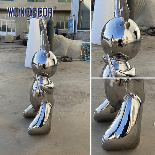 Мощная кованая металлическая скульптура Большое масштабное геометрическое искусство Кролик