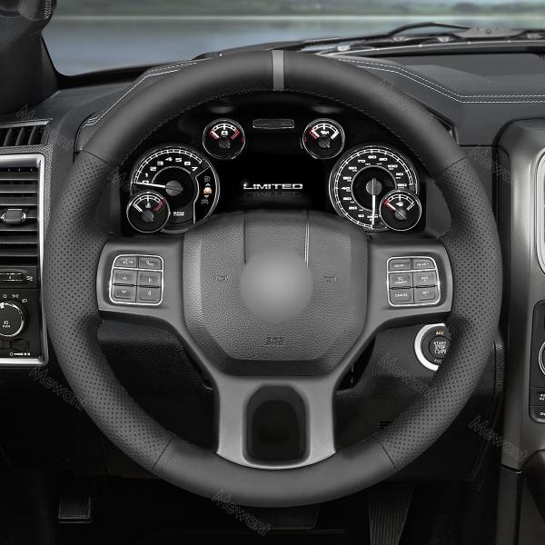 Custom Hand Stitching Leather Steering Wheel Cover for Dodge RAM 1500 3500 2013 2014 2015 2016 2017 2018