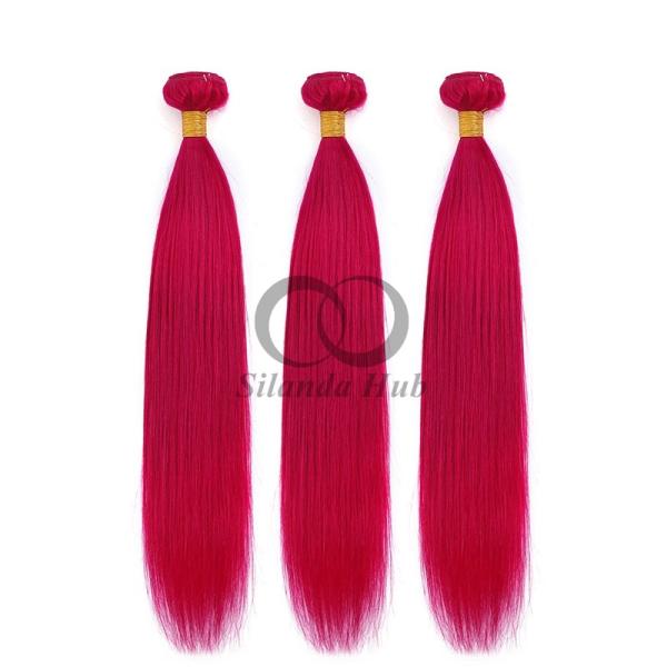 Rose Red Straight Remy Human Hair Bundles Sew In Weave Bundles Brazilian Bundle Deals