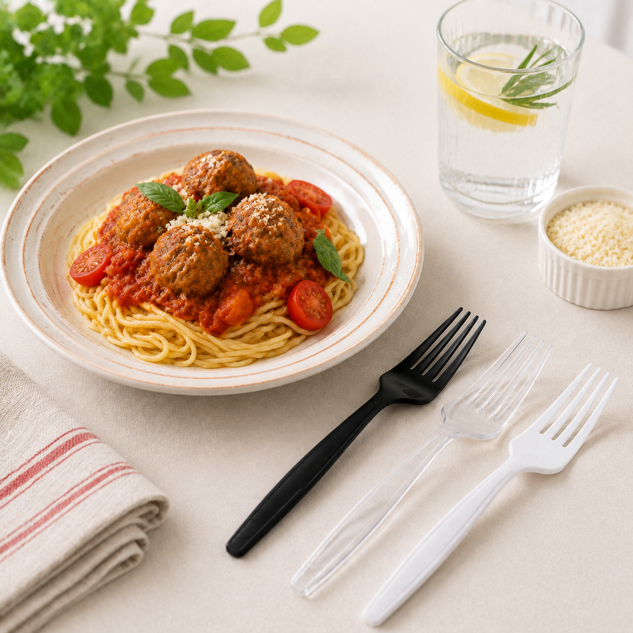 Catering Takeaway Disposable Tableware 7 Inch PP Dinner Fork With Textured Handle