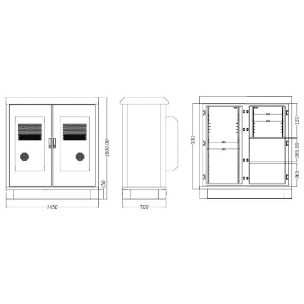 30U Two Bay Base Station Cabinet Aircon Cooling IP55 For Commmunication Equipment