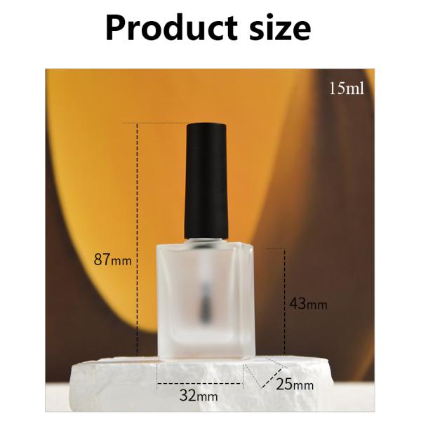 Professional-grade Cosmetic Packaging 15ml Glass Bottle with Nylon Brush Head and Leak-proof Sealing for Nail Polish