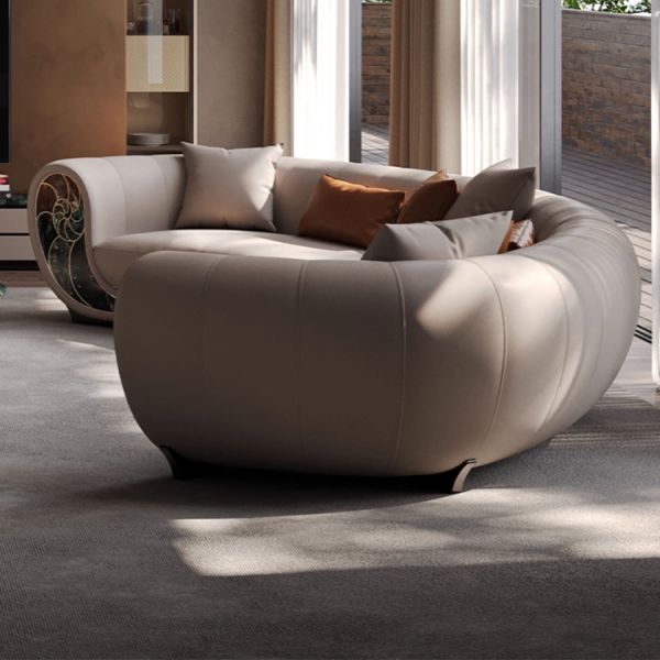 Modern Creative Conch Sofa Leather High-End Luxury Curved Design Extendable for Villa Living Room or Apartment