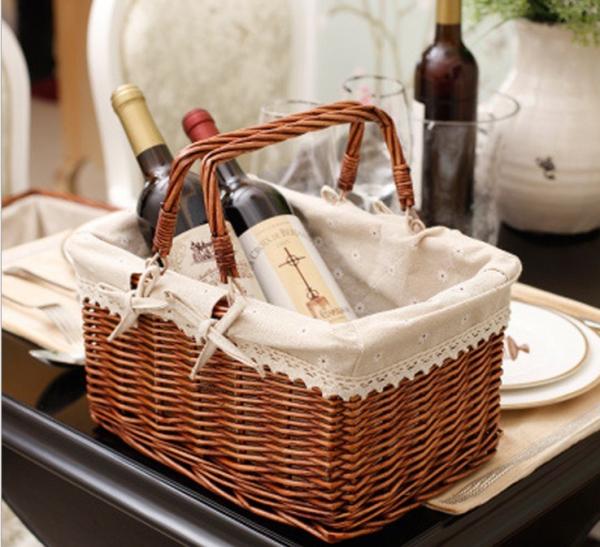 Handmade Natural Willow Wicker Picnic Basket Cheap Lunch Bags Hot sale products Outdoor Lunch Basket