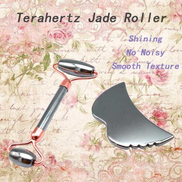 Skin Care Tools Energy Stone Guasha Massager for Face Eyes Neck Finger 5.5*14 cm Silver Terahertz Face Roller Gua Sha Set