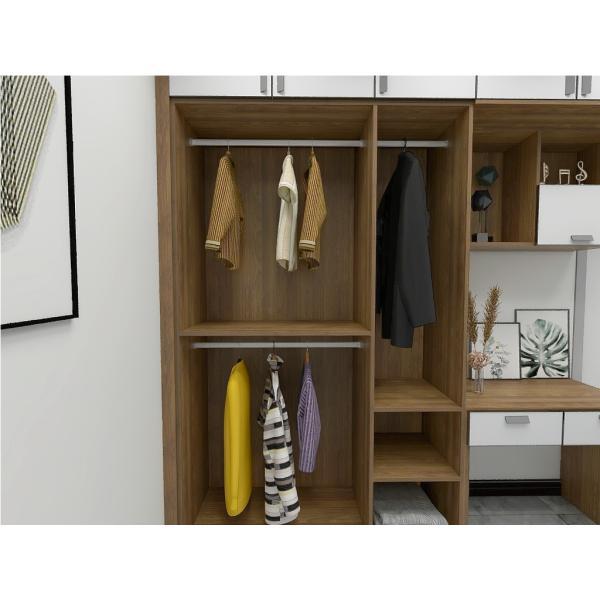 Custom Made Cloth Wardrobe With Hinge Door And Writing Desk For Single Bedroom Furniture