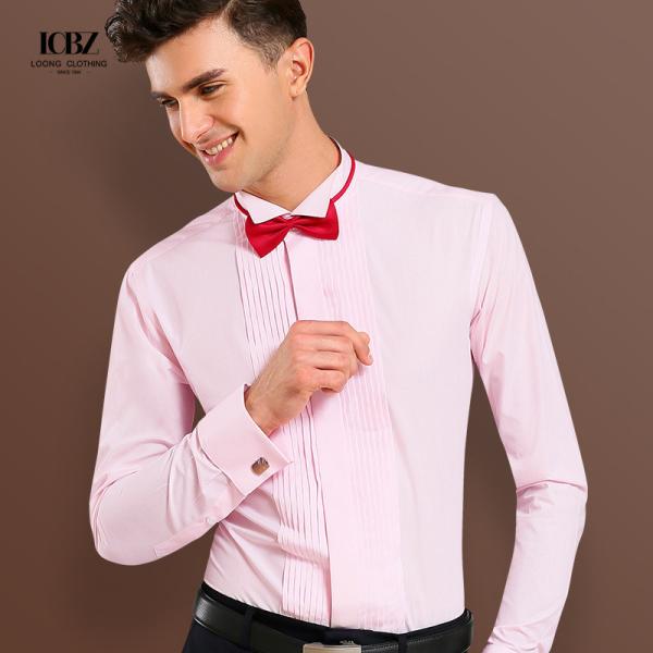 Stylish Men's French Cufflinks Shirt with Swallow Collar and Nonwoven Weaving Method