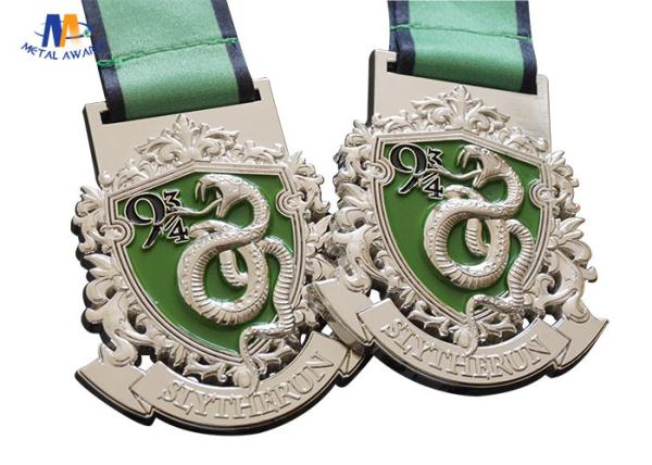 3D Design And Cut Out Custom Award Medals Color Filled With Heat Transfer Lanyard