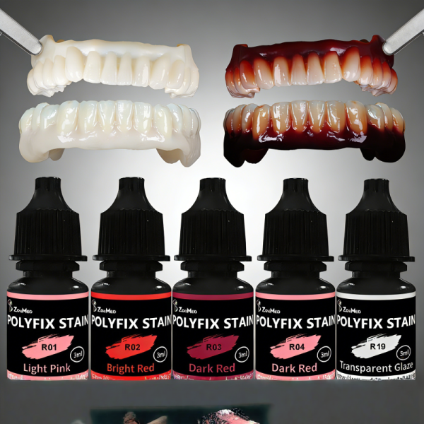 Resin Gingival Shades Set with Flow Properties crafted to enhance the and realism of dental prosthetic gingival restorations