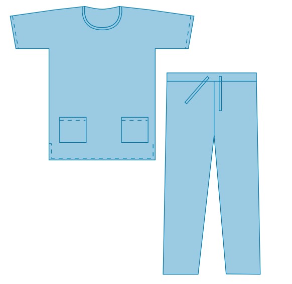 Nurses Blue Breathable Disposable SMS Nonwoven Scrub Suits