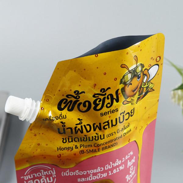 Malote plástico biodegradável feito sob encomenda Straw Fruits Juice Pouch Bag do bico da folha de alumínio