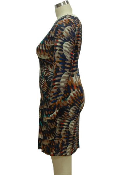 Shining Studs Ladies Long Spring Dresses , Bodycon Long Sleeve Deep V Neck Dress