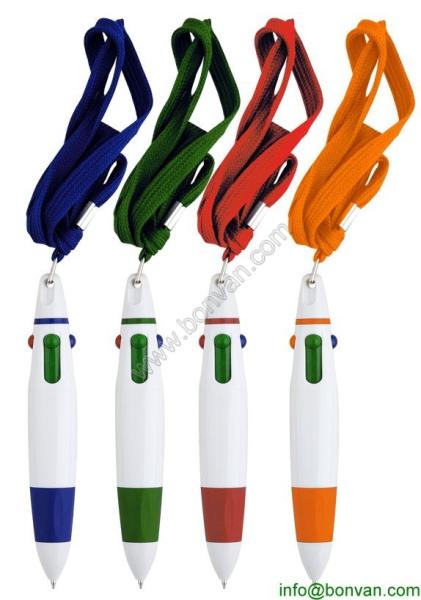 promotional multicolor pen with lanyard,gift lanyard ball pen, advertising lanyard pen