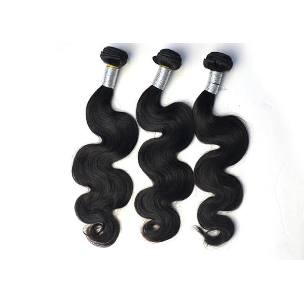 Black Peruvian Virgin Remy Human Hair Extensions Body Wave Type