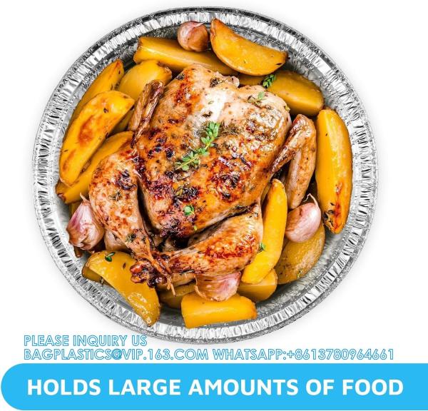 10'' Inch Round Tin Foil Pans Disposable Aluminum, Extra Deep Freezer & Oven Safe - For Baking, Cooking, Storage