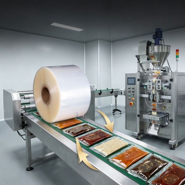 Custom Laminated LDPE Rollstock Film | Food Grade High Barrier Packaging Film for Automatic Sauce & Powder Vertical Packing Machine