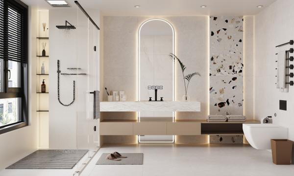 Élégance Terrazzo Mat Porcelaine Glacé Carreaux Chambre à coucher 60x120cm Carreaux de plancher Pour la décoration 2 modèles