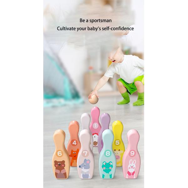 Non Toxic Colorful Bowling Toy Set Indoor Outdoor Games Smooth Fun