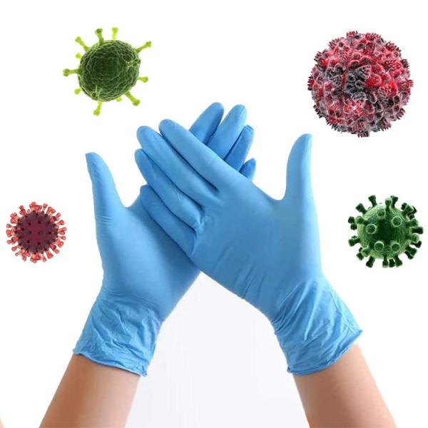 Blue Rubber Non Sterile Gloves Nitrile Disposable Powder Free Fully Palm