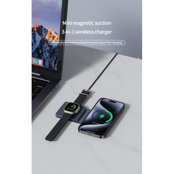 Foldable Wireless Charger With 5W~15W Fast Charging Black/Light Blue/Dark Blue/Red/Green
