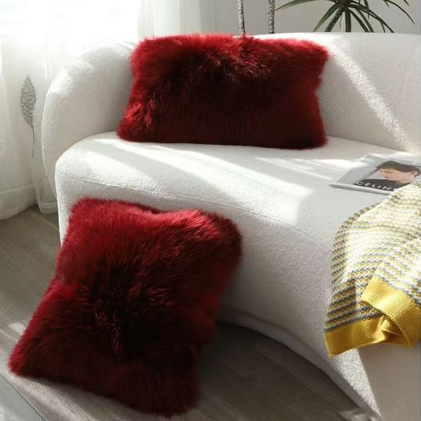 40x40cm Wool Faux Fur Pillow Bedroom Sofa Household Items