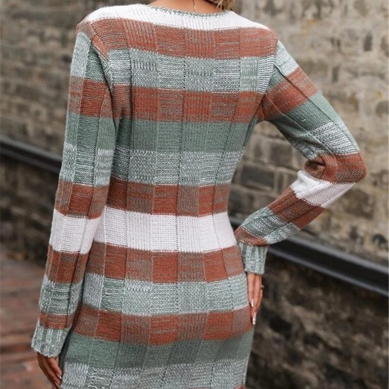 Vintage Striped Acrylic Sweater Dress Bodycon Knit Dress with Spaghetti Straps