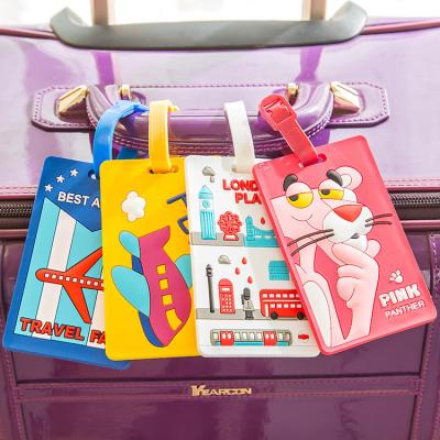 Cartoon Silicone Travel Luggage Tag with Belt Strap Food Grade and Style Card Holder