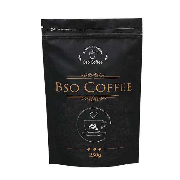Laminated reusable aluminum foil zip lock bag stand up pouch black coffee bag
