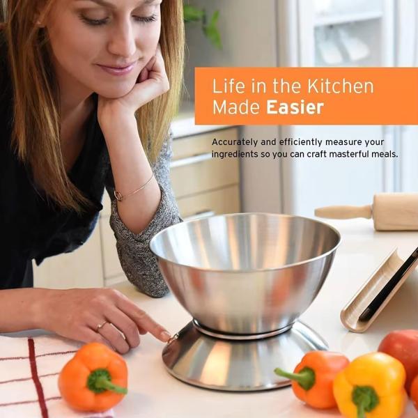 Balance de cuisine numérique en acier inoxydable avec balance de poids alimentaire portable à batterie
