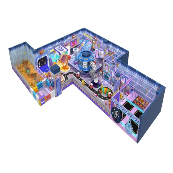 Macaron Custom Indoor Family Entertainment Center Soft Play Castle Slide Maze Trampoline Playground