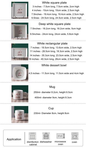 Japanese Cherry Blossom White Round Rectangle Square Baking Dessert Bowl Restaurant Ceramic Dinner Plate And Mug