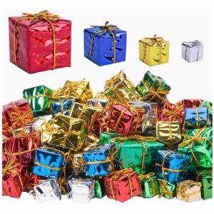 Xmas Tree Foil Mini Gift Box Ornaments Hanging Decorations