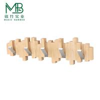 Bamboo wall mounted rack with metal hook for living room
